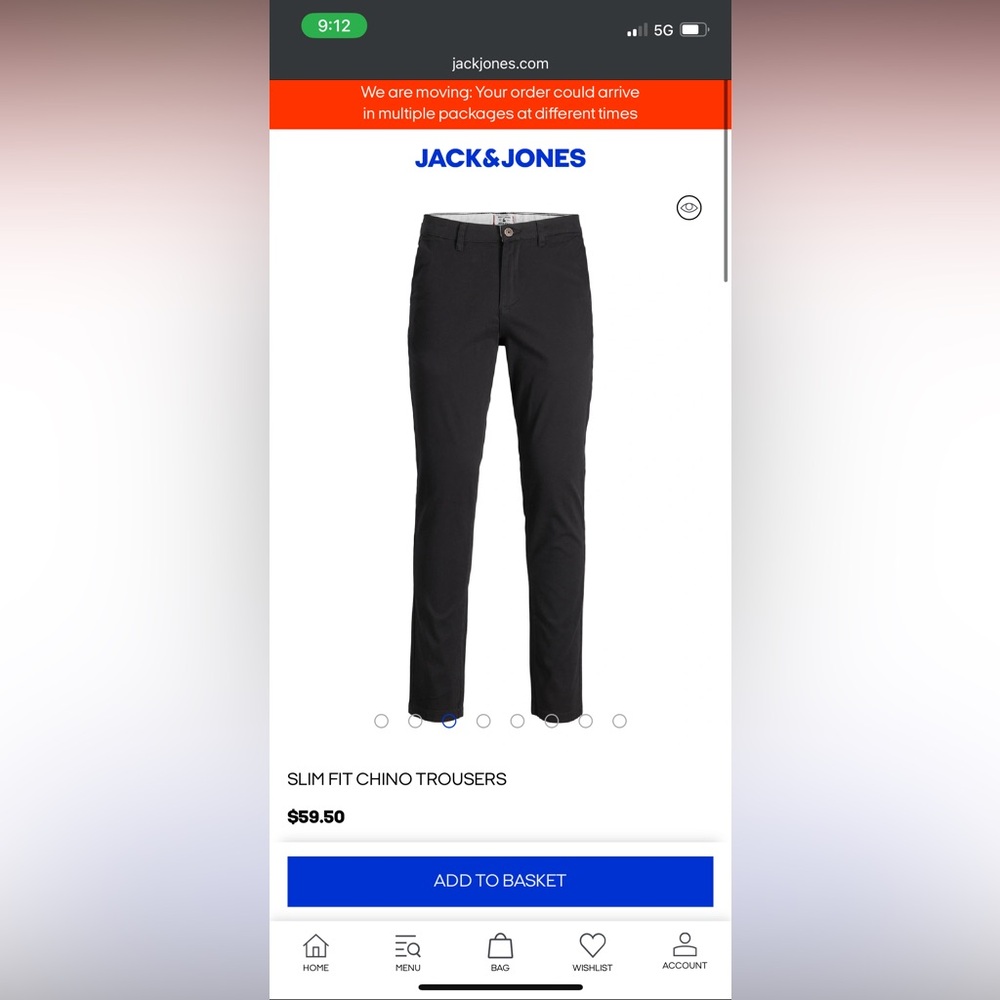 Jack & Jones Black Slim Fit Chinos 33x34